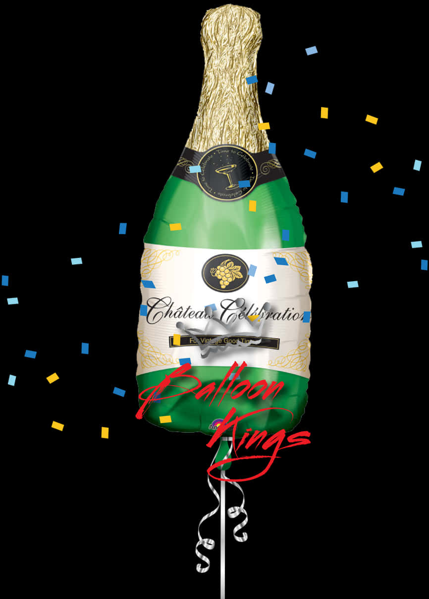 Champagne Bottle Balloon Celebration PNG
