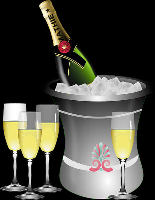 Champagne Celebration Vector Illustration PNG