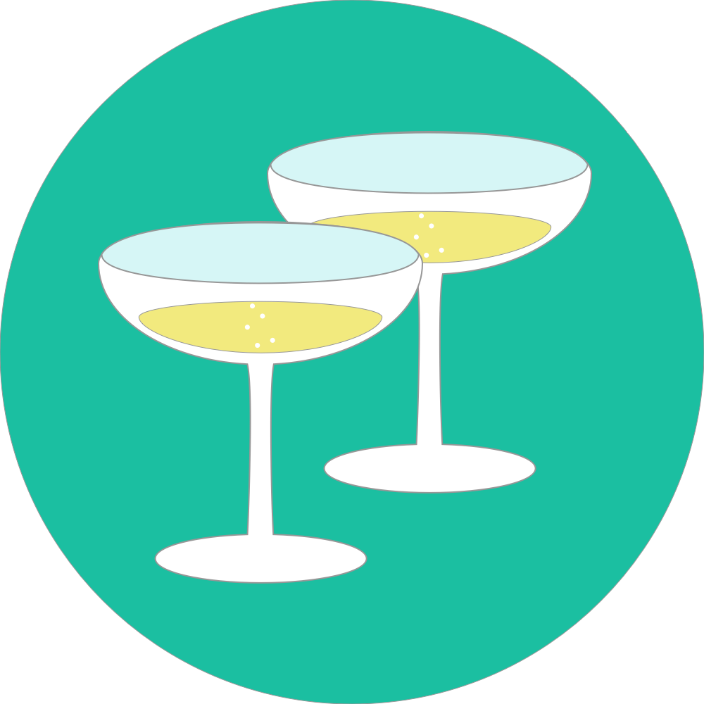 Champagne Cocktail Vector Illustration PNG