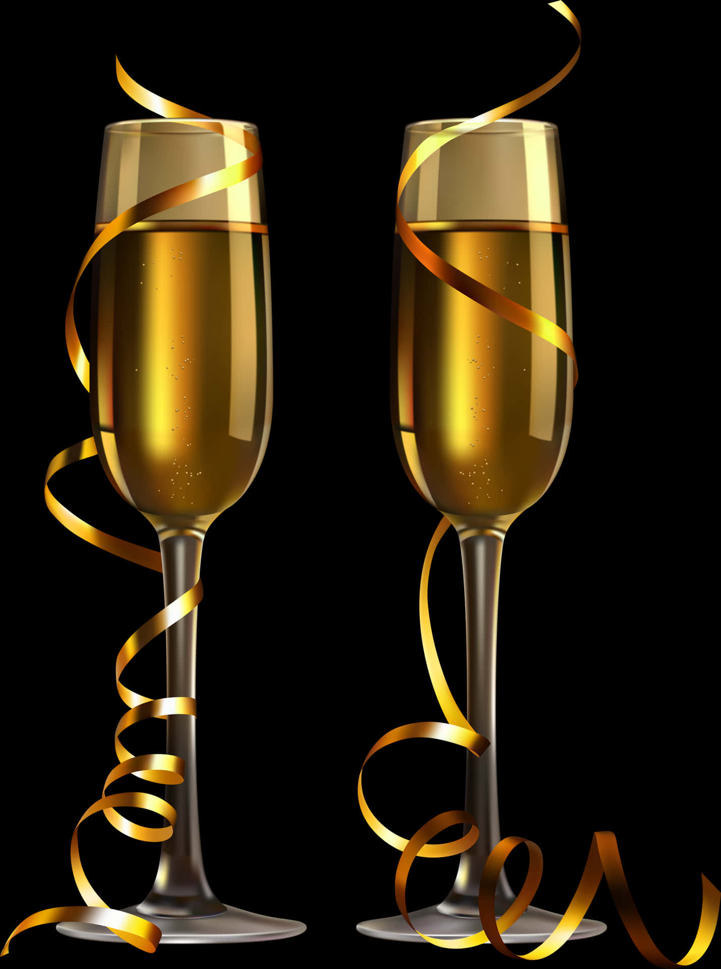 Champagne Glasses Celebration Ribbons PNG