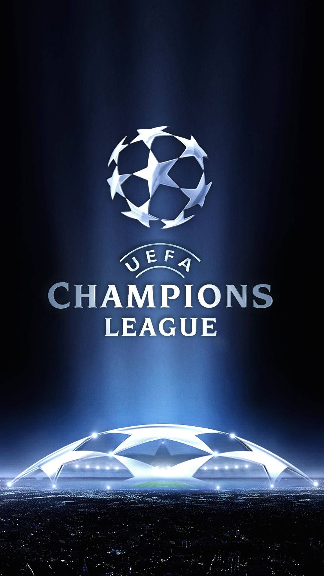 Championsleague-logotyp Över Stadion. Wallpaper