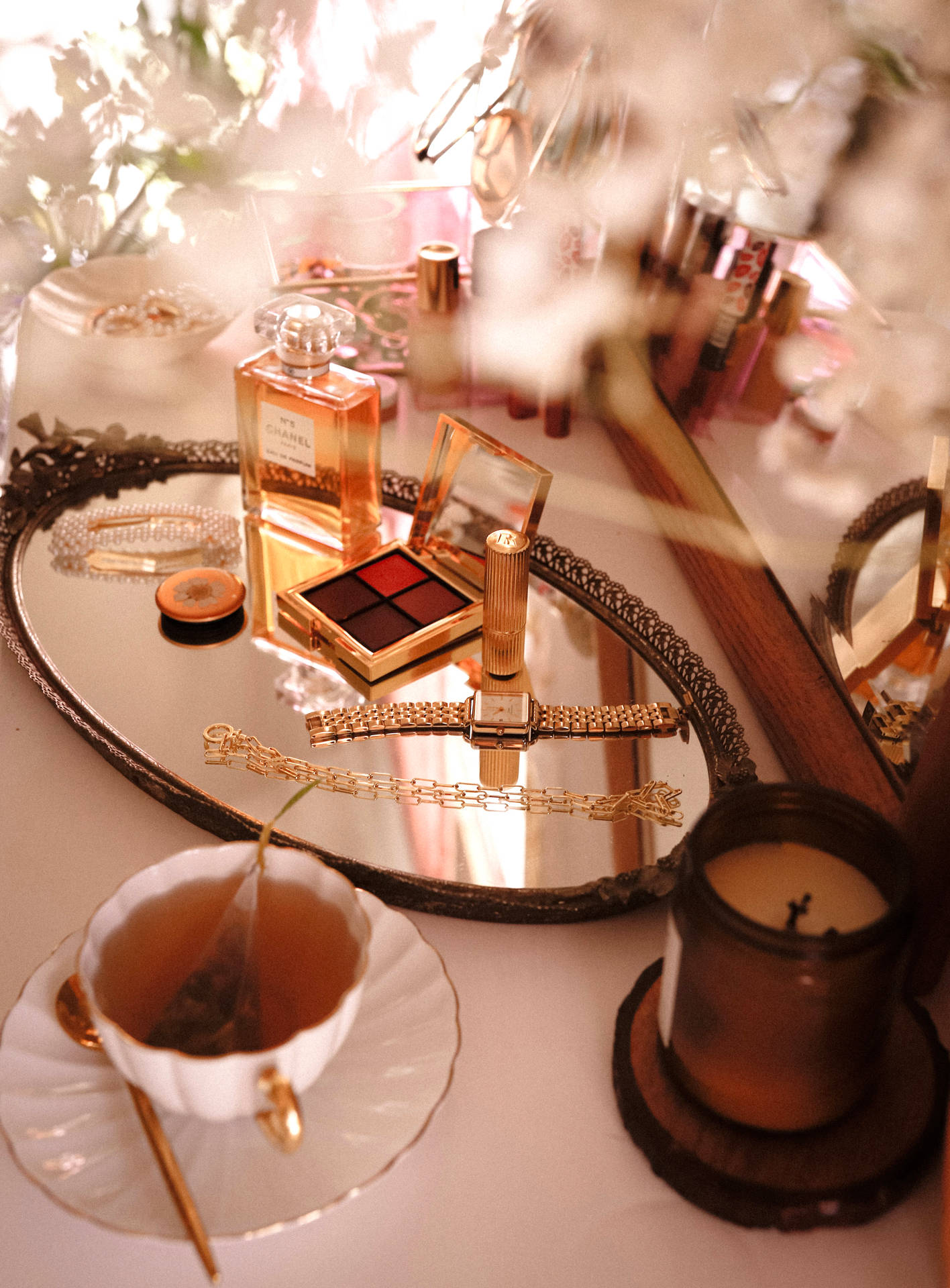 Chanel Cosmetics Set On Table