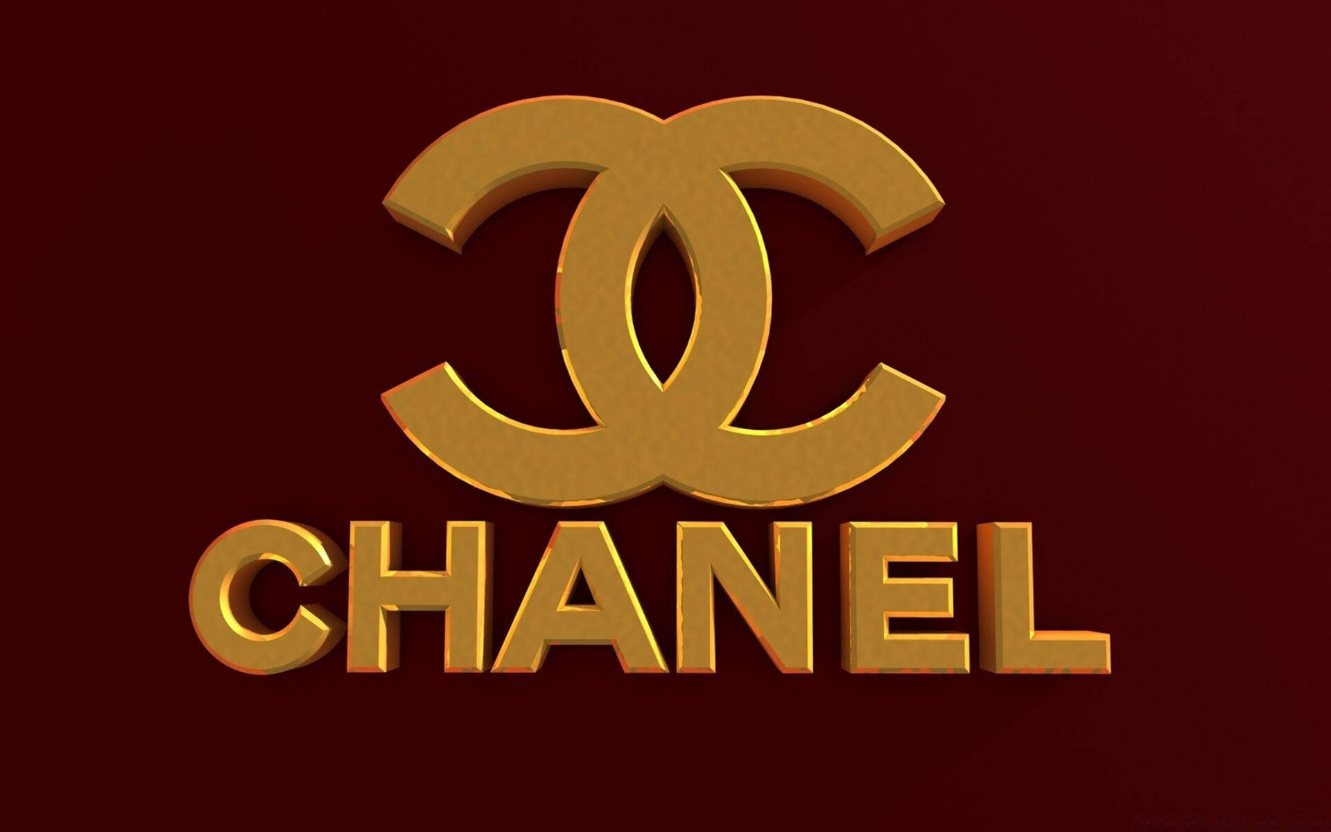Iconic Chanel Logo on Maroon Background Wallpaper