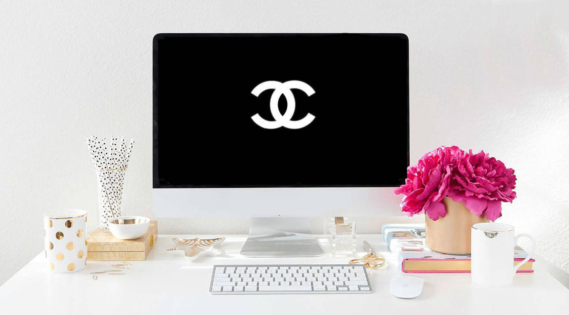 Chanel Logo Office Background Wallpaper