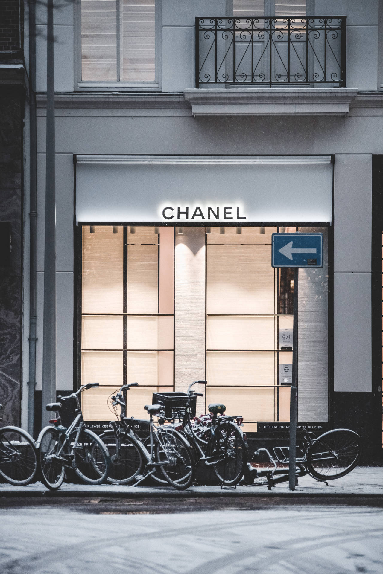 Chanel Store With Amsterdam Bicycles Wallpaper
