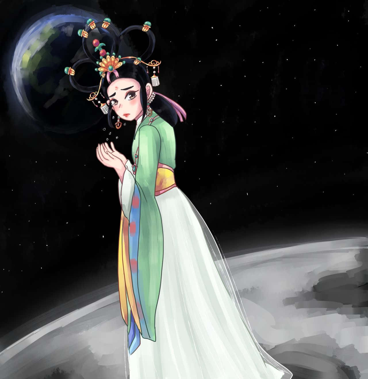 Chang'e Moon Goddess Illustration Wallpaper