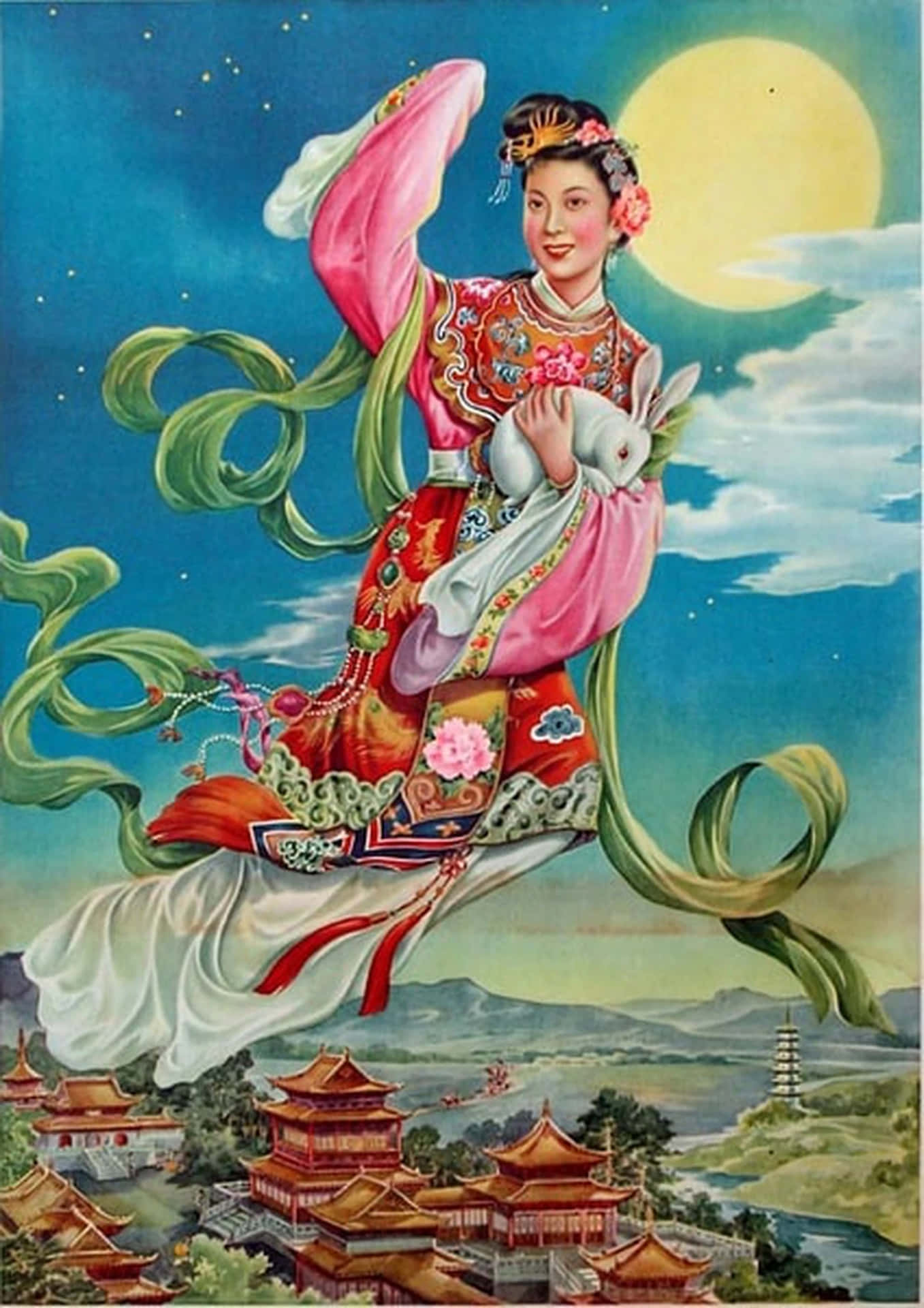 Chang'e Moon Goddesswith Jade Rabbit Wallpaper