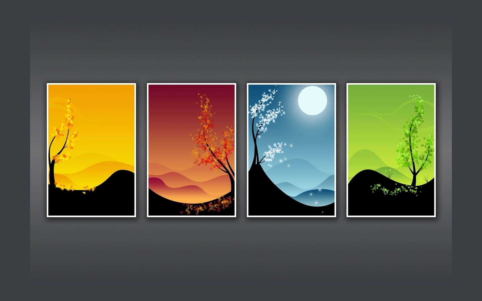 Change Of Seasons Artwork Frames Wallpaper