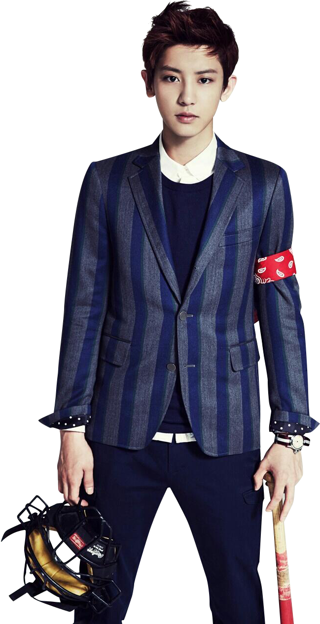 Chanyeolin Striped Suit PNG