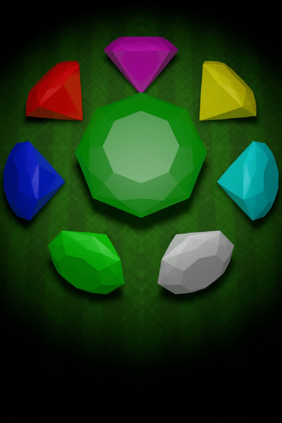 Shimmering Chaos Emeralds against a cosmic background Wallpaper
