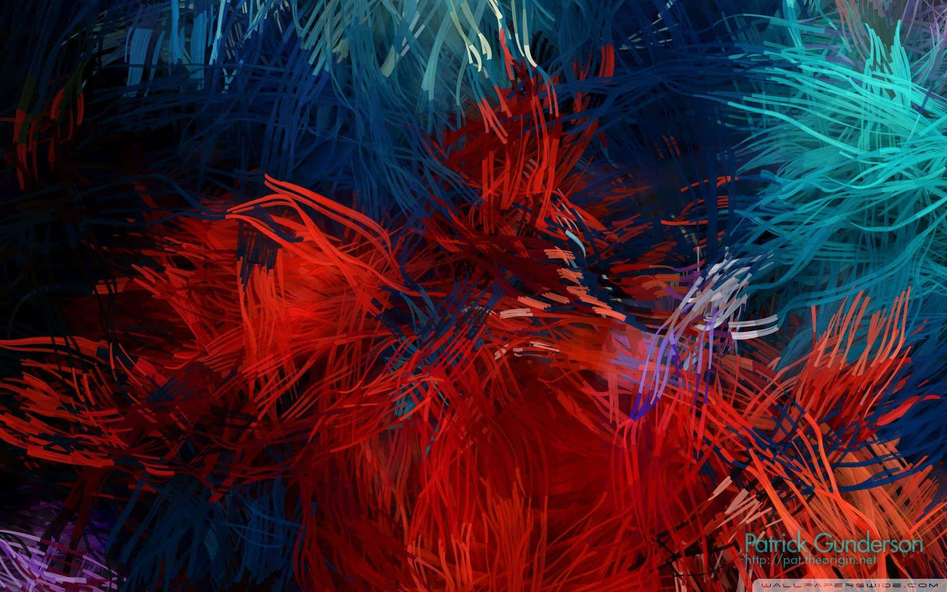 A Colorful Abstract Painting With Red, Blue, And Green Wallpaper