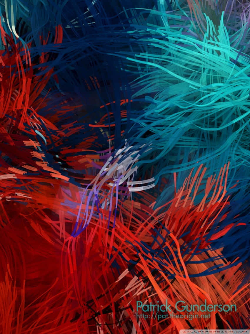 A Colorful Abstract Painting With Red, Blue And Green Colors Wallpaper