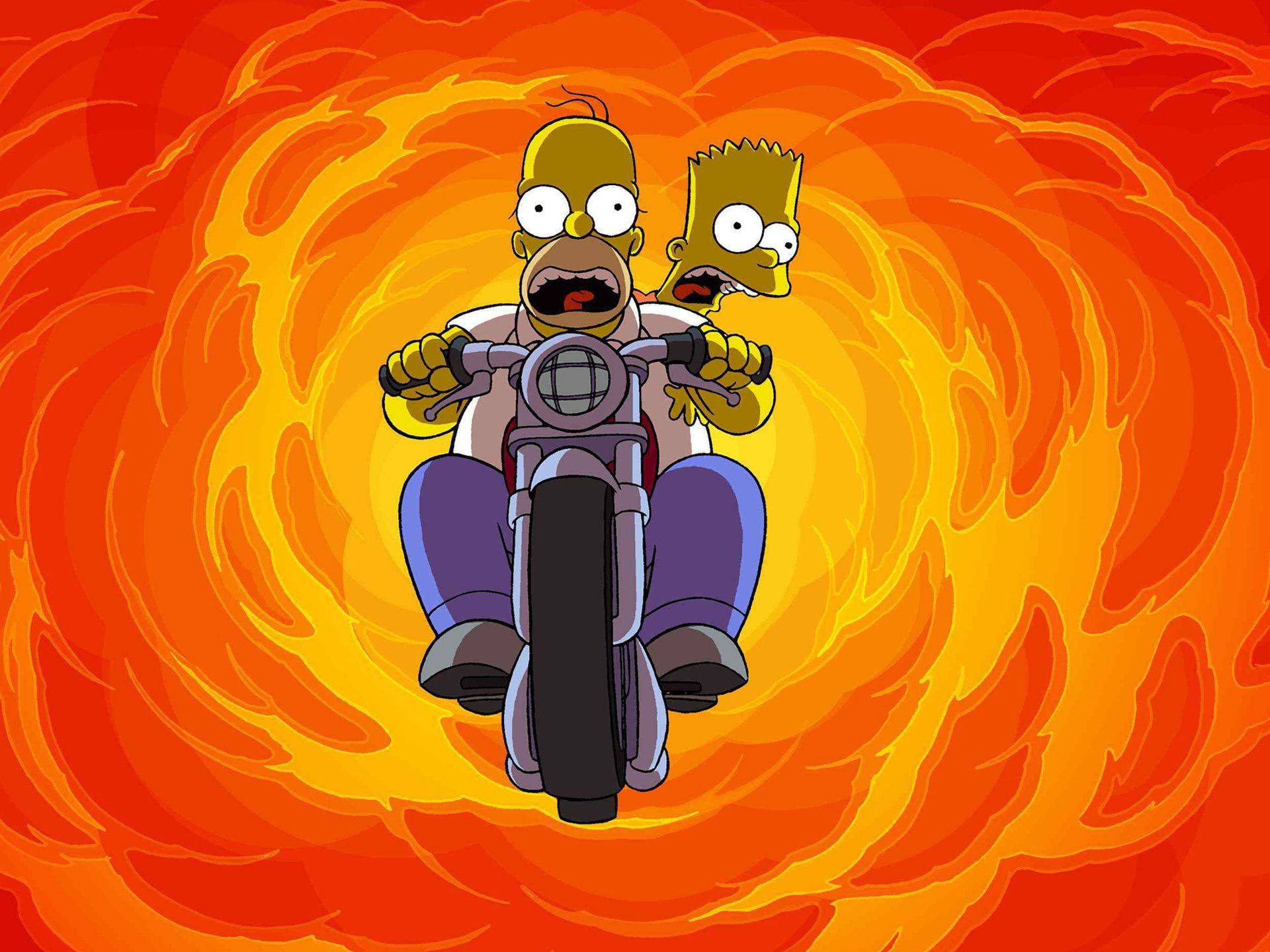 Chaotic Motorcycle Ride From The Simpsons Movie Wallpaper