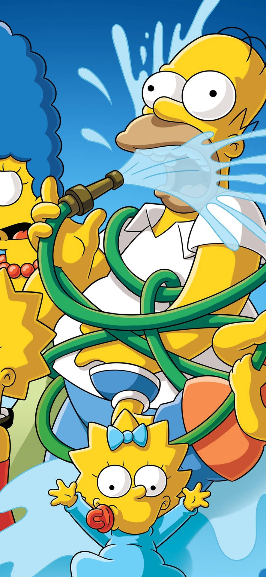 Chaotic Simpsons Family iPhone X Cartoon Wallpaper