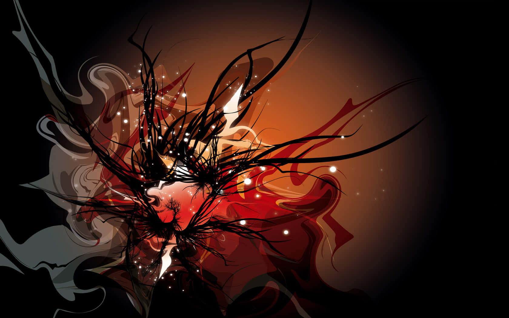 En abstrakt design med en rød og sort baggrund Wallpaper