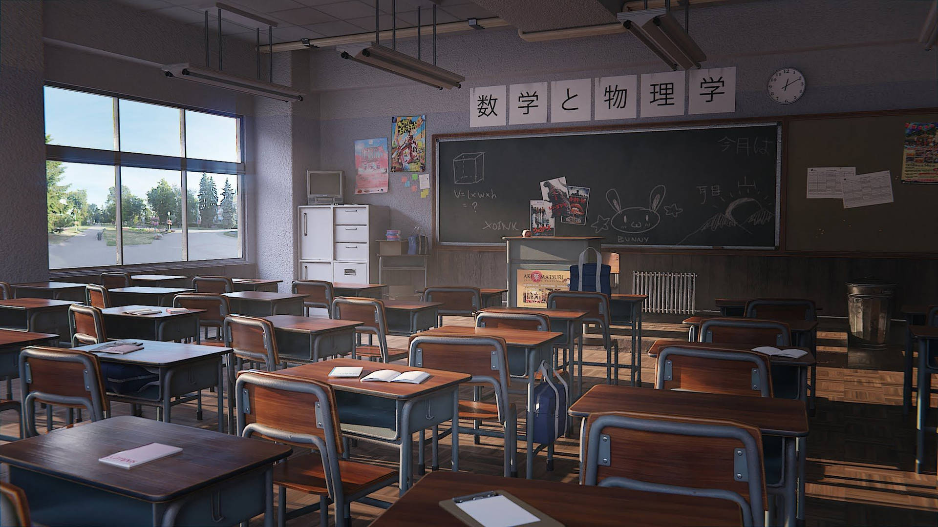 Characteristic Anime Classroom Wallpaper