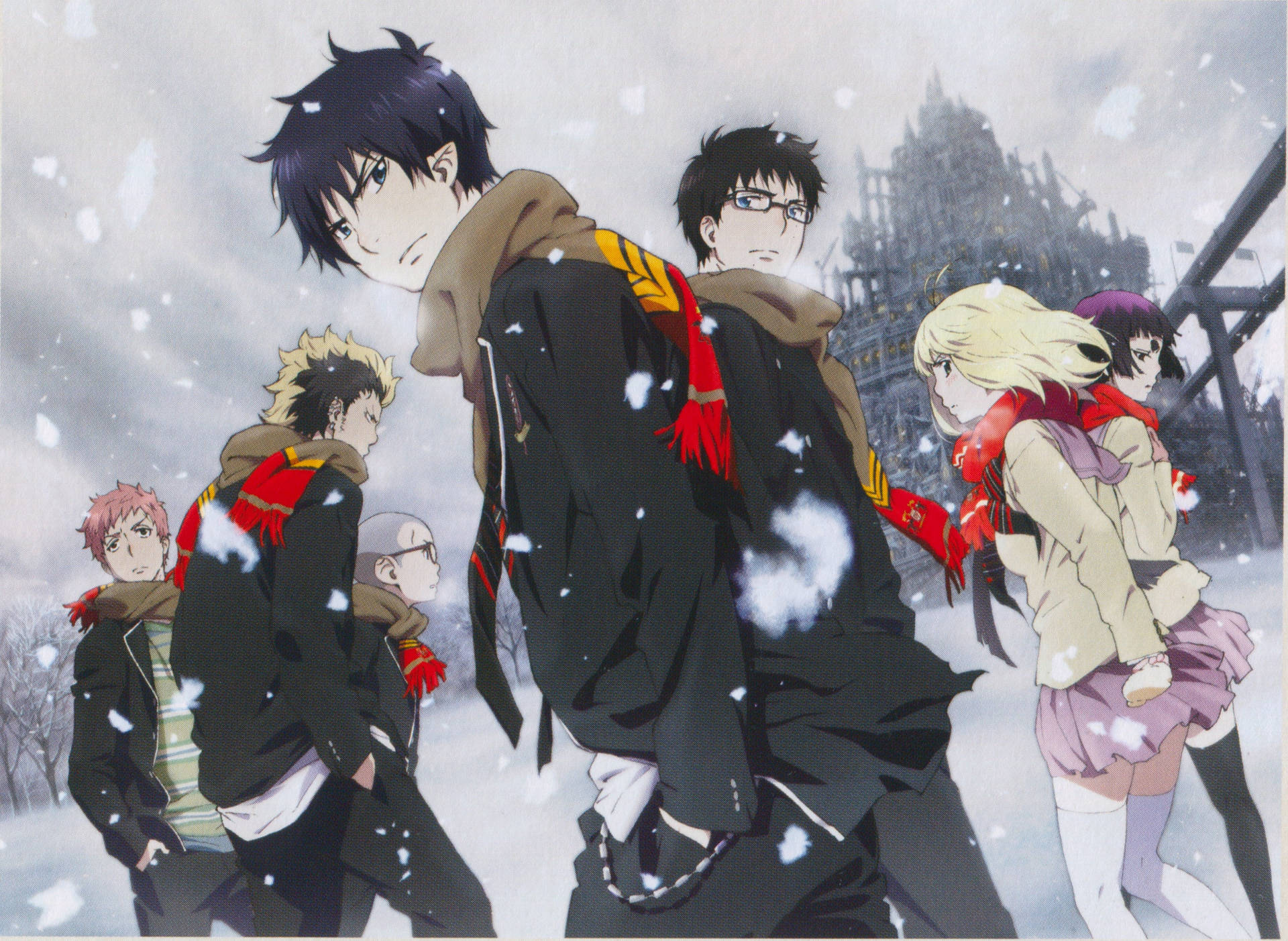 The Exwires brave the cold in Blue Exorcist Wallpaper