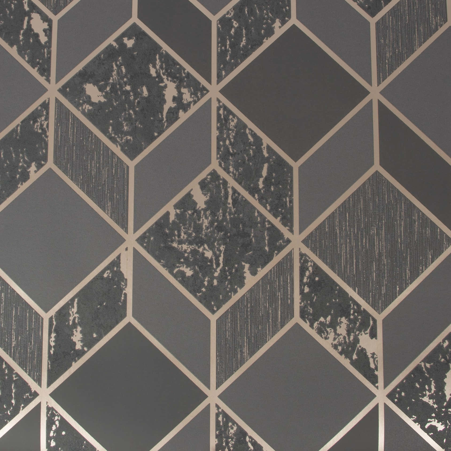 Charcoal And Rose Gold Geometric Distraught Wallpaper
