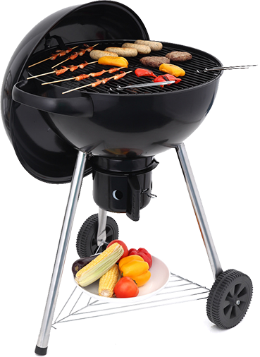 Charcoal Grillwith Food Items PNG