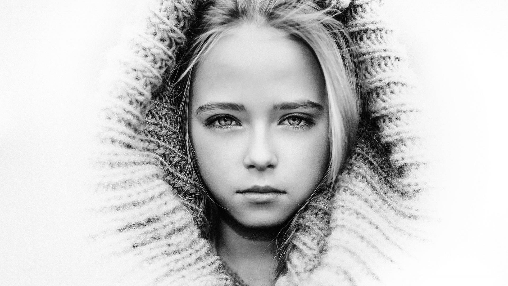 Charcoal Illustration Of Child's Face Wallpaper