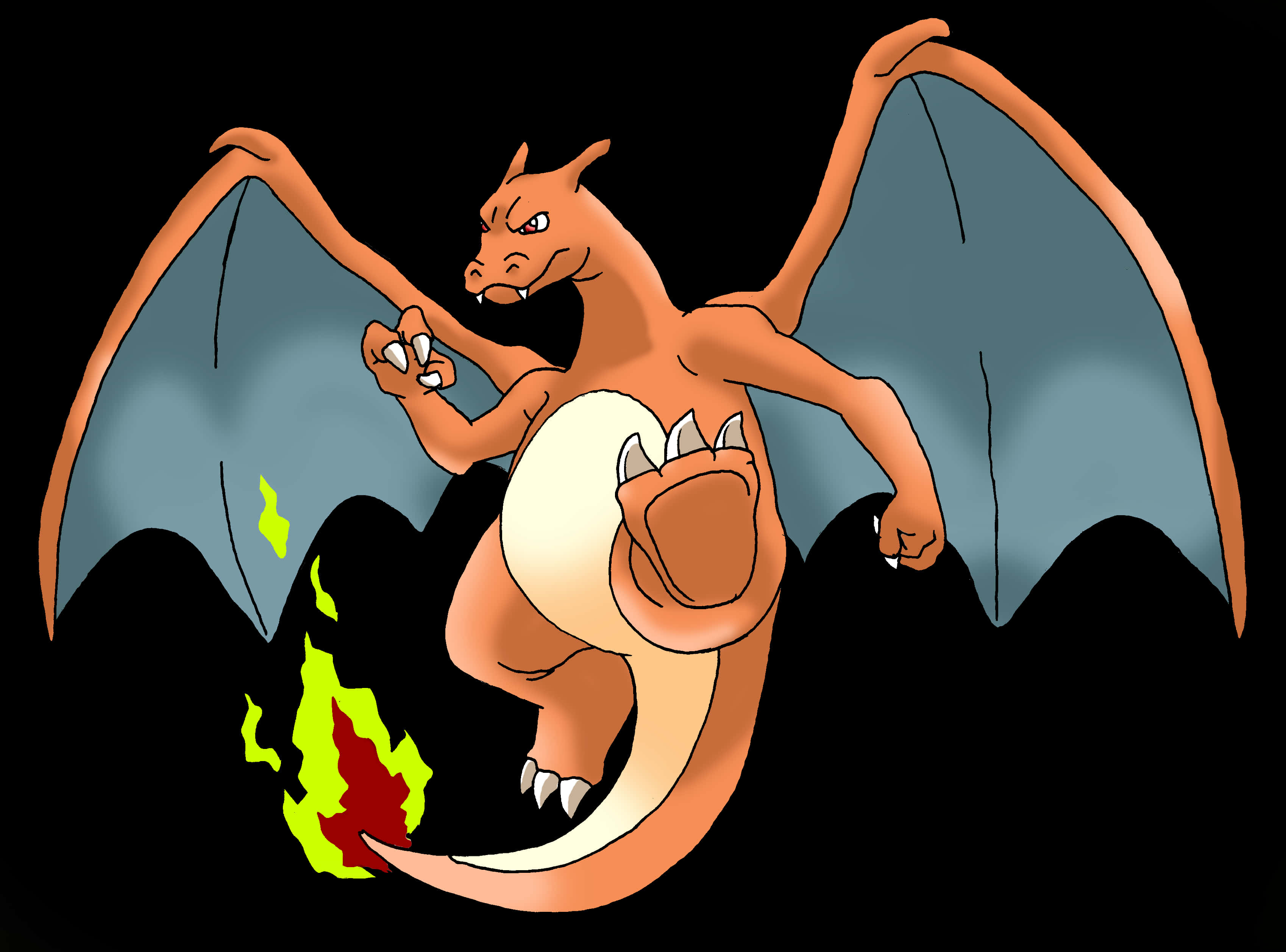 Charizard_ Fire_ Breathing_ Pokemon_ Art PNG