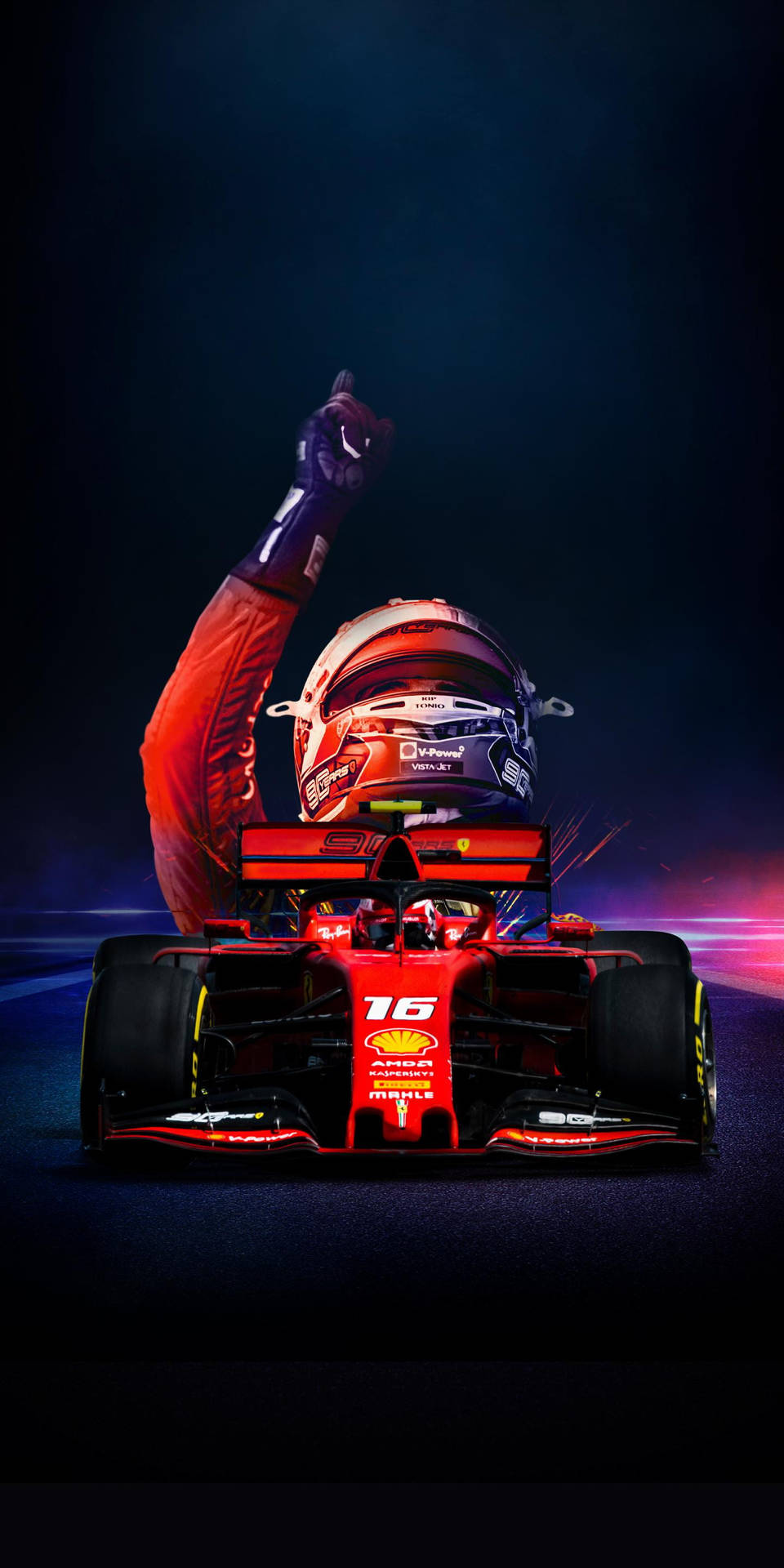 Charles Leclerc Pointing Up Car Wallpaper