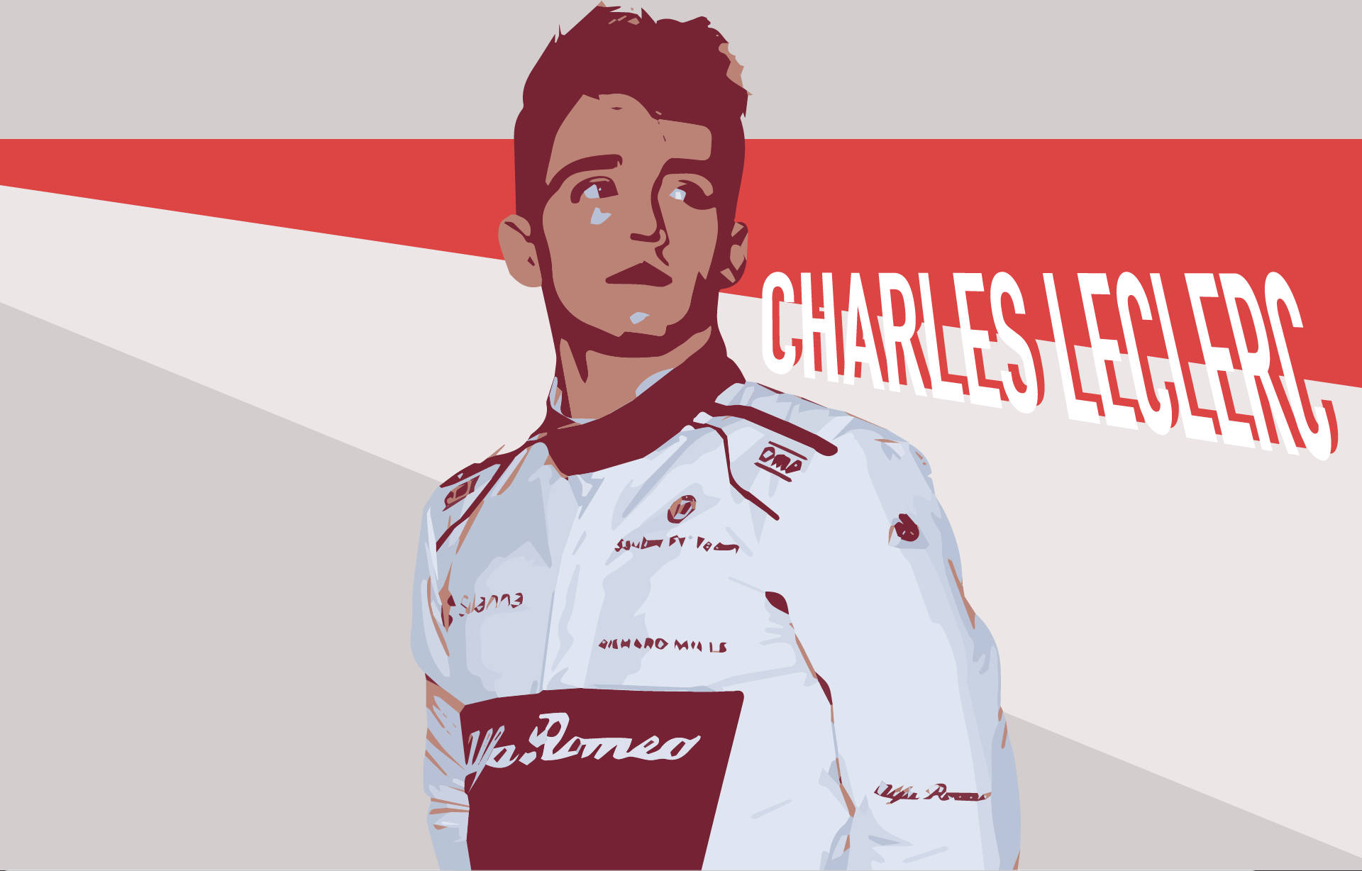 Charles Leclerc Red White Aesthetic Wallpaper