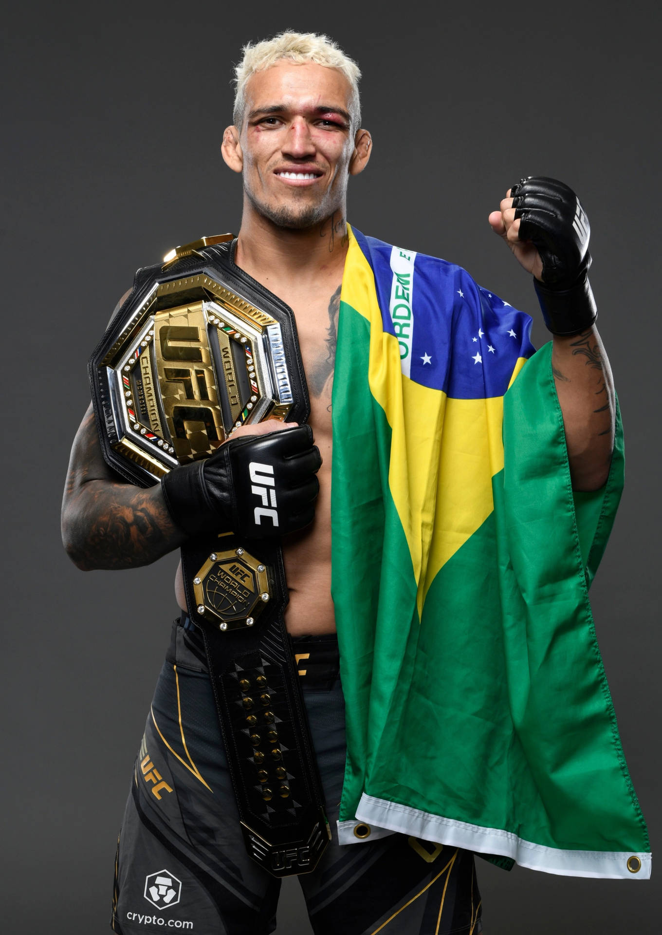 Charles Oliveira With Championship Belt Wallpaper