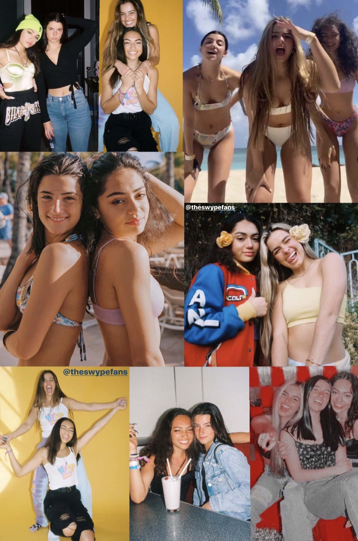 En collage af billeder af piger i bikini. Wallpaper