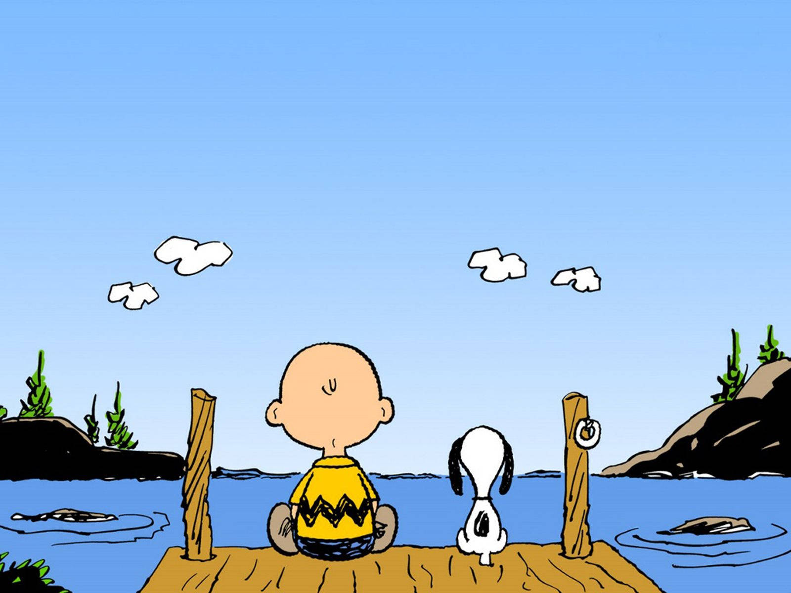 Charlie Brown And Snoopy In Lake