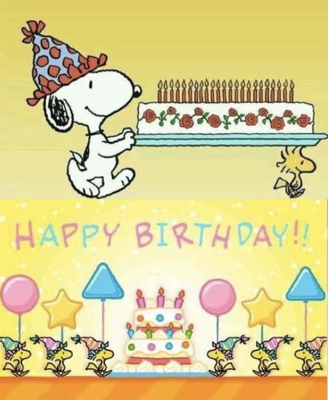 Charlie Brown and the gang having a joyful time at his birthday party Wallpaper
