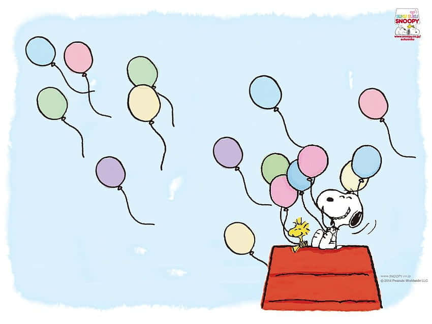 Charlie Brown celebrates his birthday with a balloon. Wallpaper
