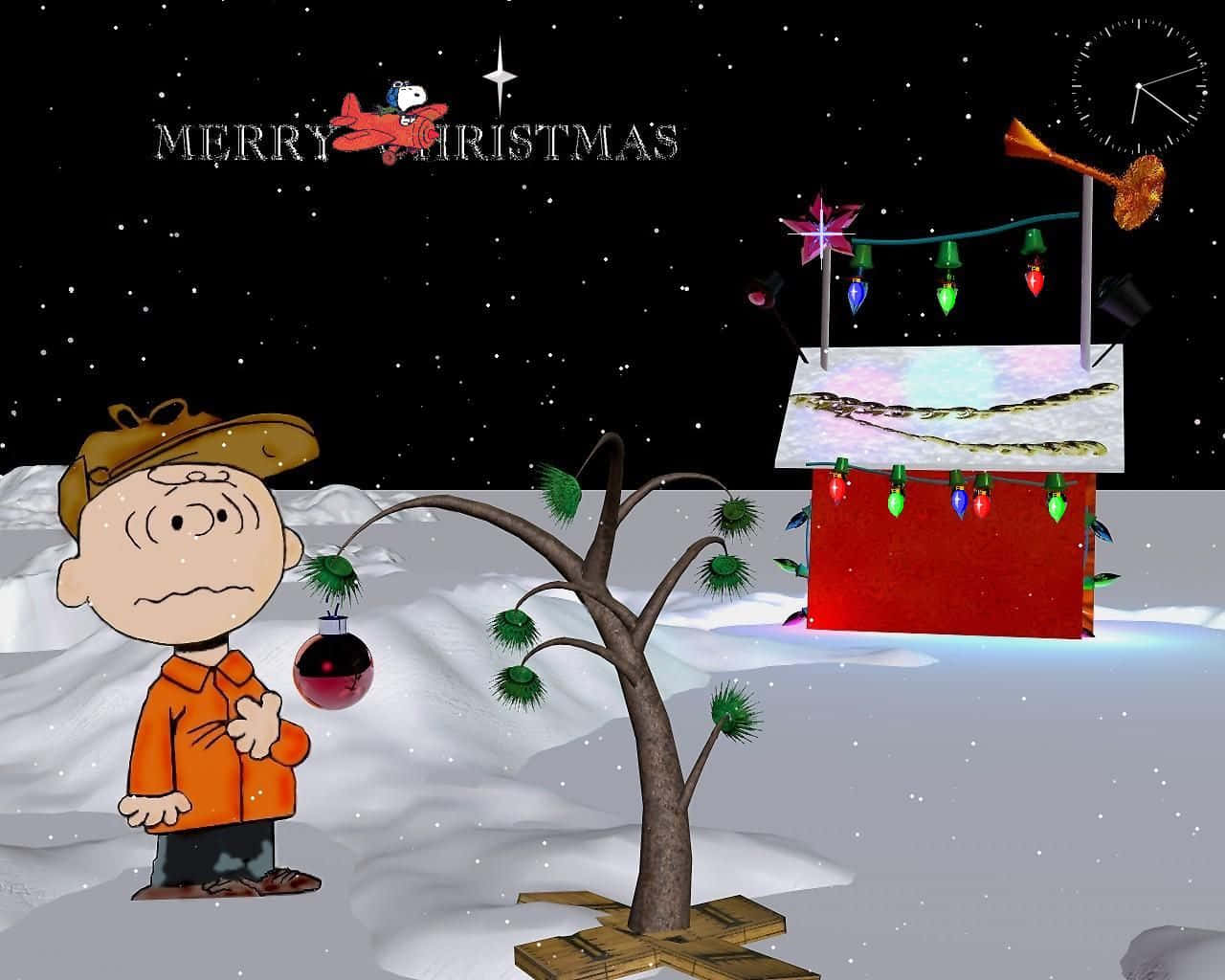 A classic scene from "A Charlie Brown Christmas" Wallpaper