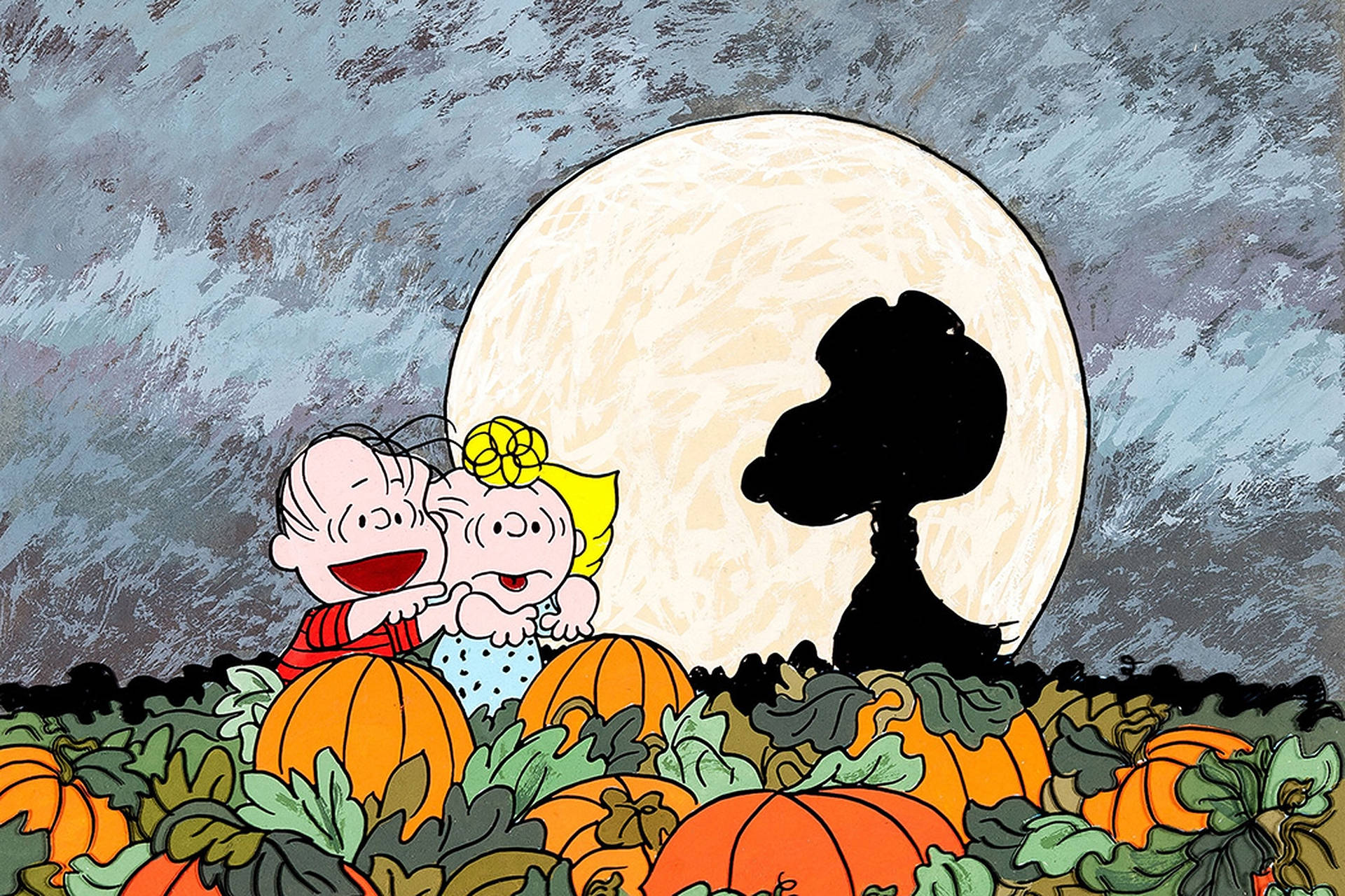 Charlie Brown Friends Halloween Illustration Wallpaper