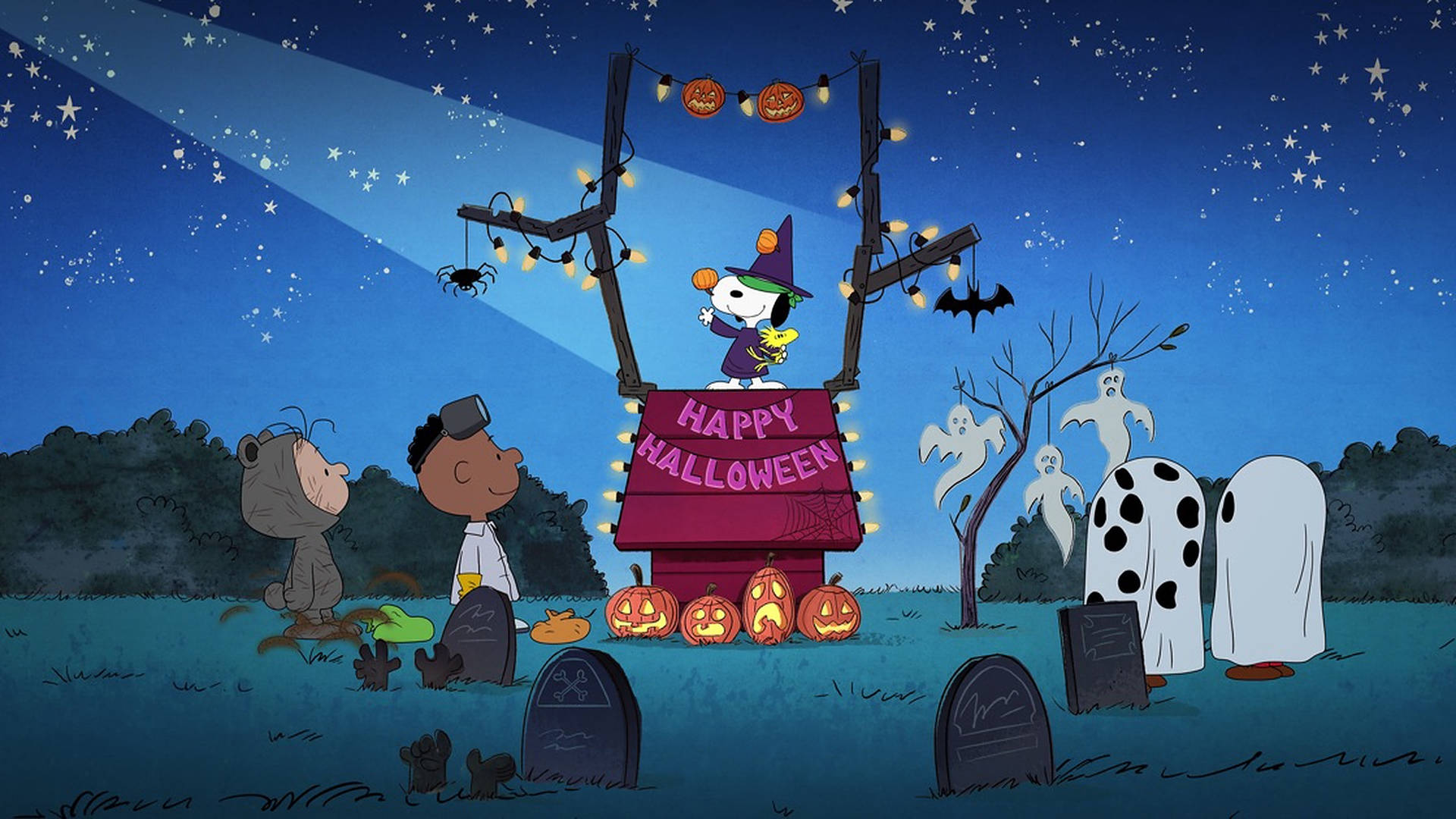 Charlie Brown Graveyard Halloween Party Wallpaper