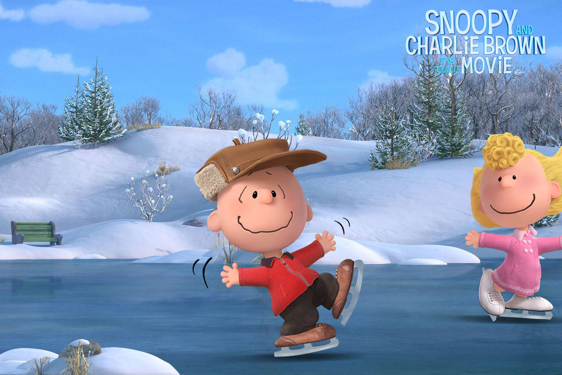 Charliebrown Patinando Sobre Hielo En La Película De Snoopy Y Charlie Brown. Fondo de pantalla