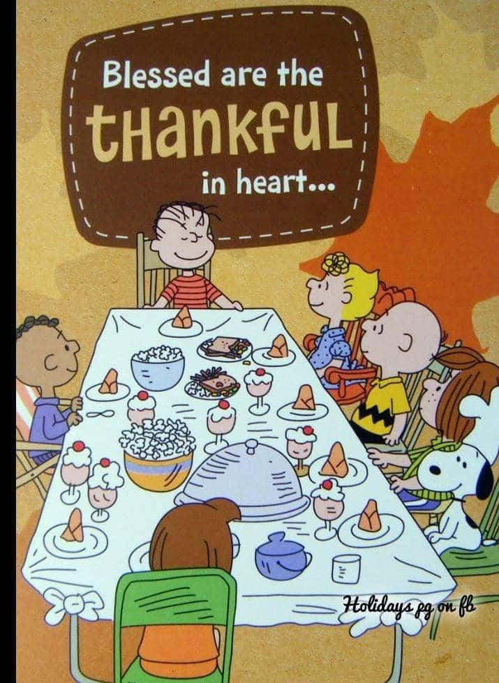 Charlie Brown nyder en lækker Thanksgiving middag. Wallpaper