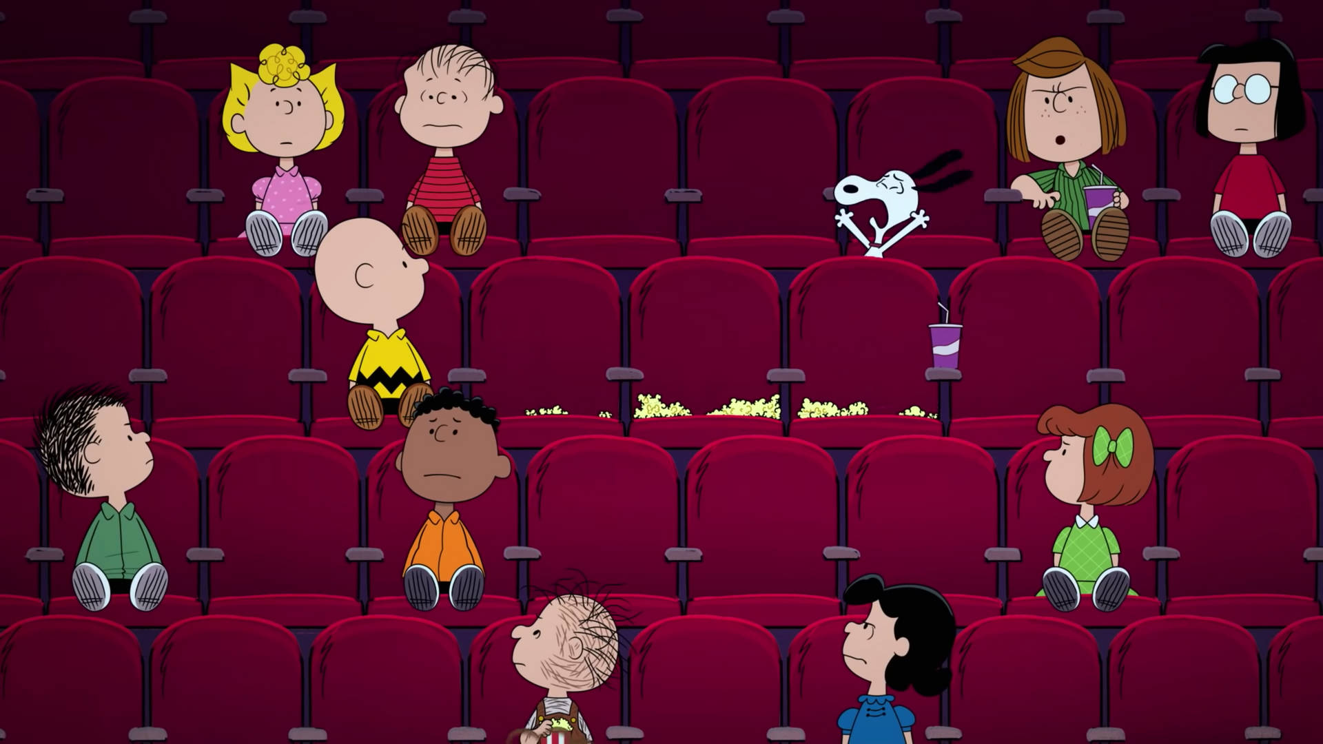 Charlie Brown Watching Halloween Movie Wallpaper