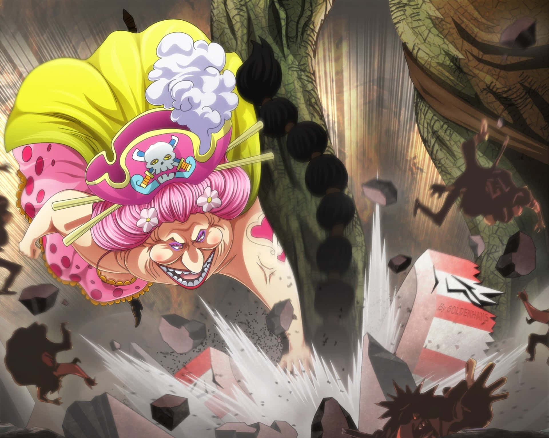 Charlotte Linlin, Yonko and Queen of Totto Land, displaying her powerful presence in the world of One Piece Wallpaper