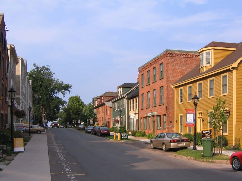 Vue De Rue Historique Du Centre-ville De Charlottetown Fond d'écran