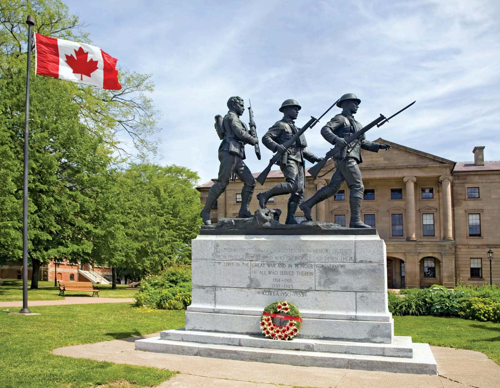 Charlottetowns Krigsminnesmerke Statue Canada Bakgrunnsbildet