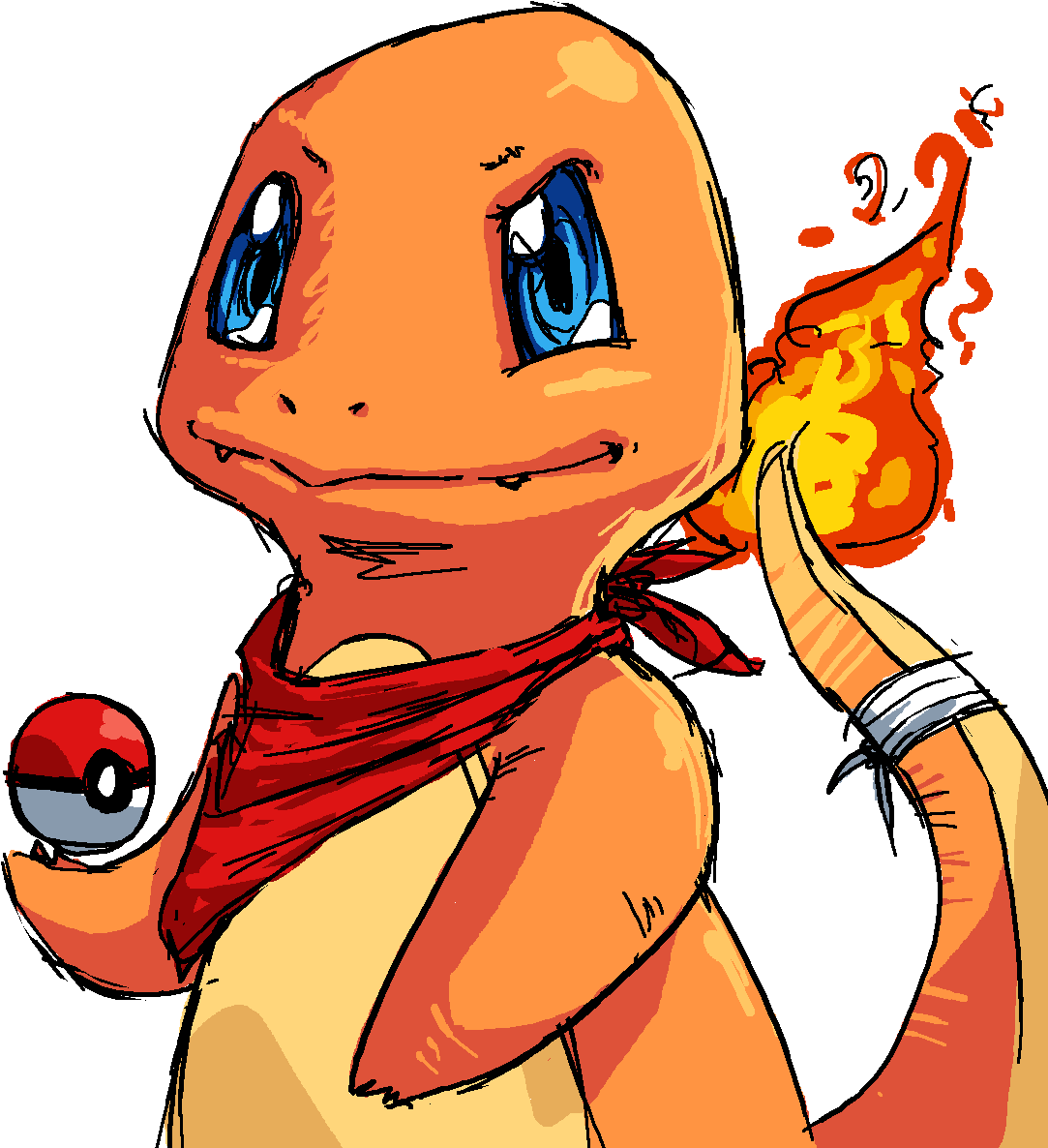 Charmander_with_ Pokeball_and_ Flame_ Tail PNG