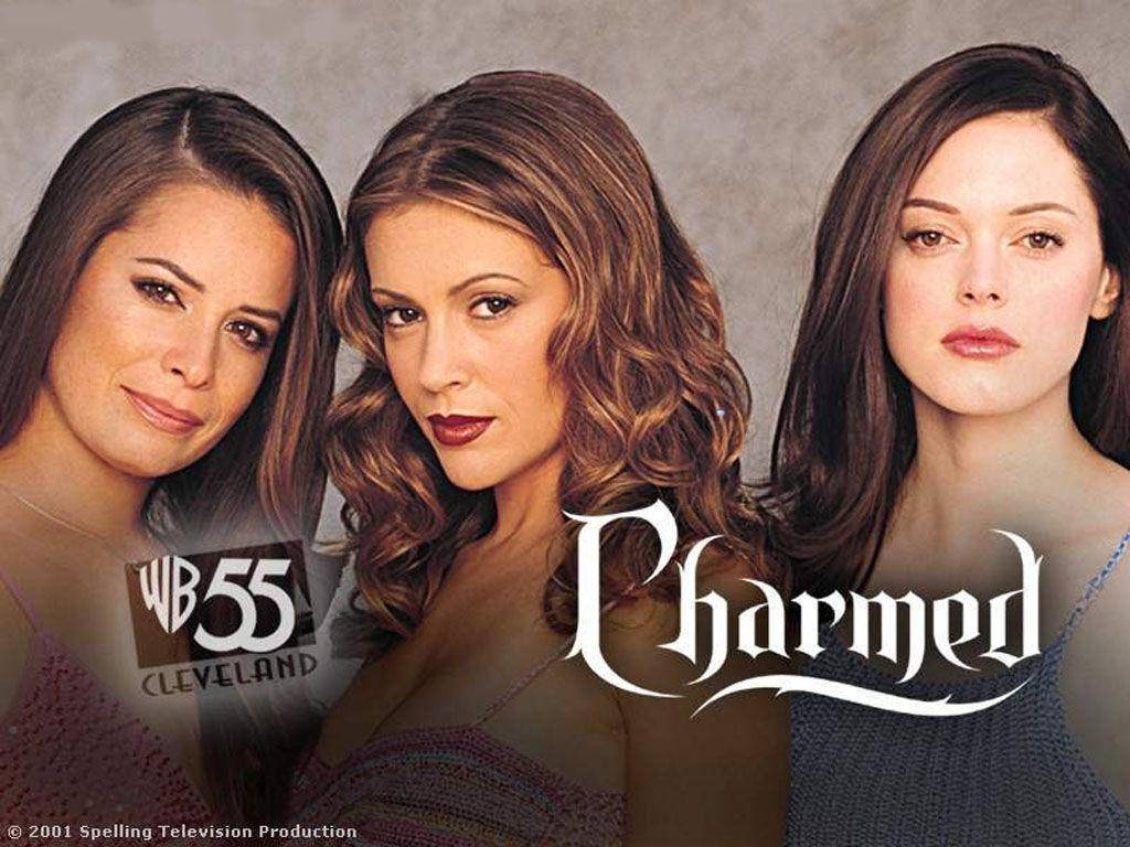 Charmed Characters With Show Logo Wallpaper