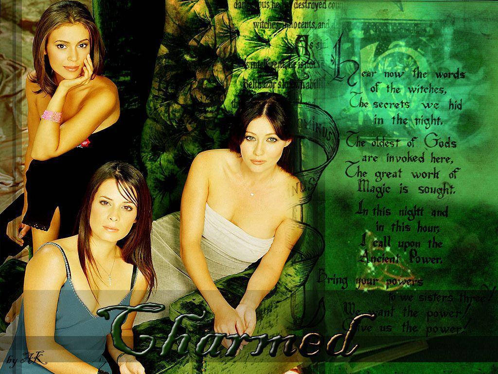 Charmed Ladies Bright Green Aesthetic Wallpaper