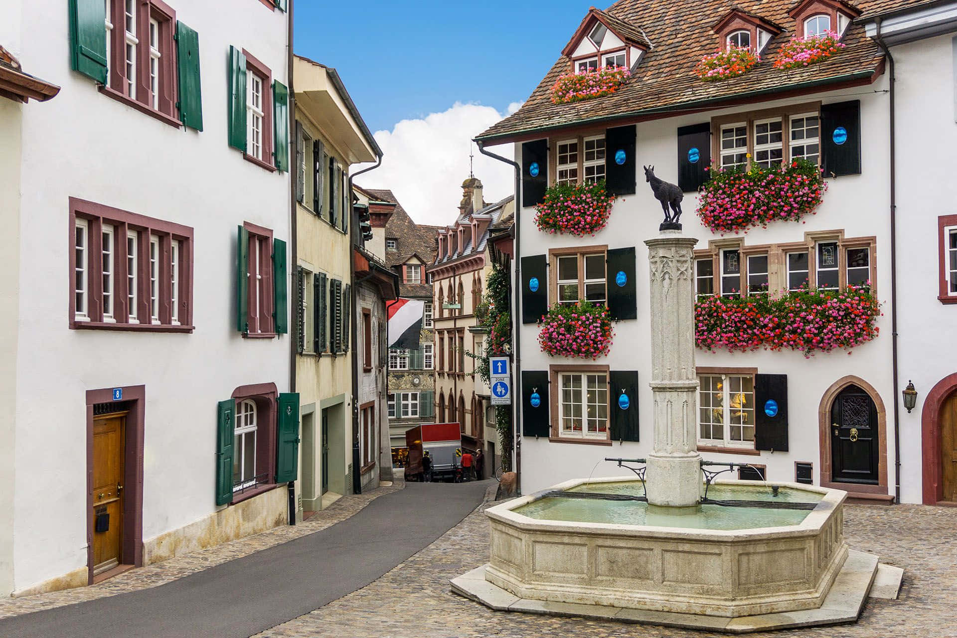 Charming Basel Street Scene Wallpaper