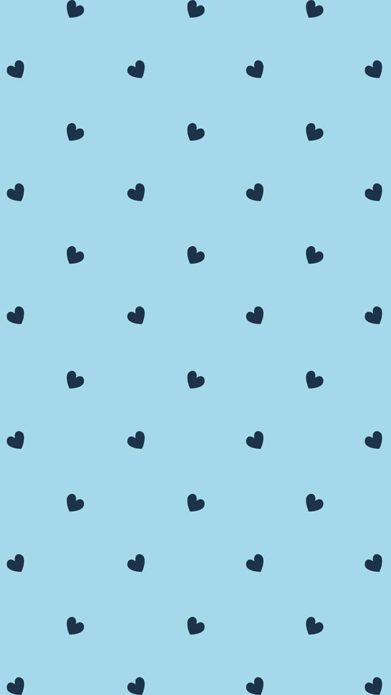 Charming Blue Polka Dot Hearts Wallpaper