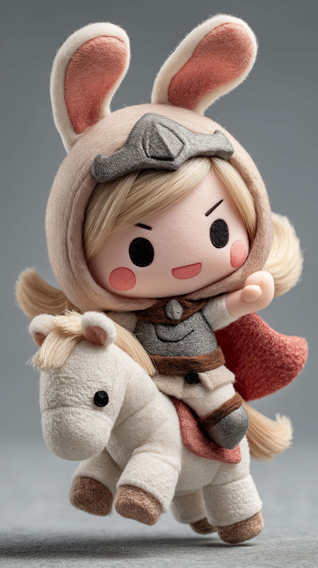 Charming Labubu Character Plush Toy On Adorable Horse Wallpaper