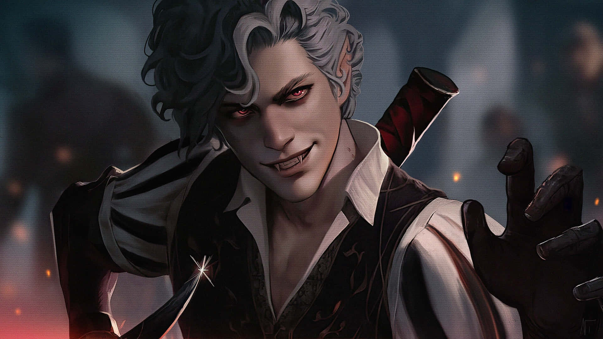 Download Charming Vampire Astarion Smile Wallpaper | Wallpapers.com