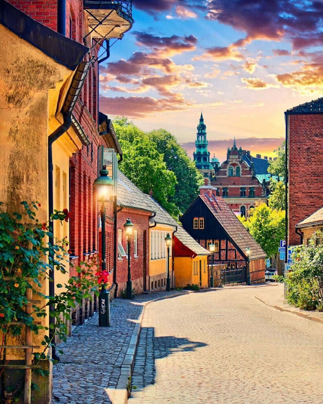 Charming View Of Historical Lund City, Sweden Wallpaper