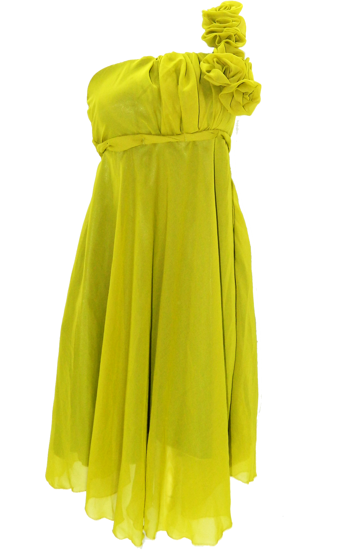 Chartreuse One Shoulder Cocktail Dress PNG